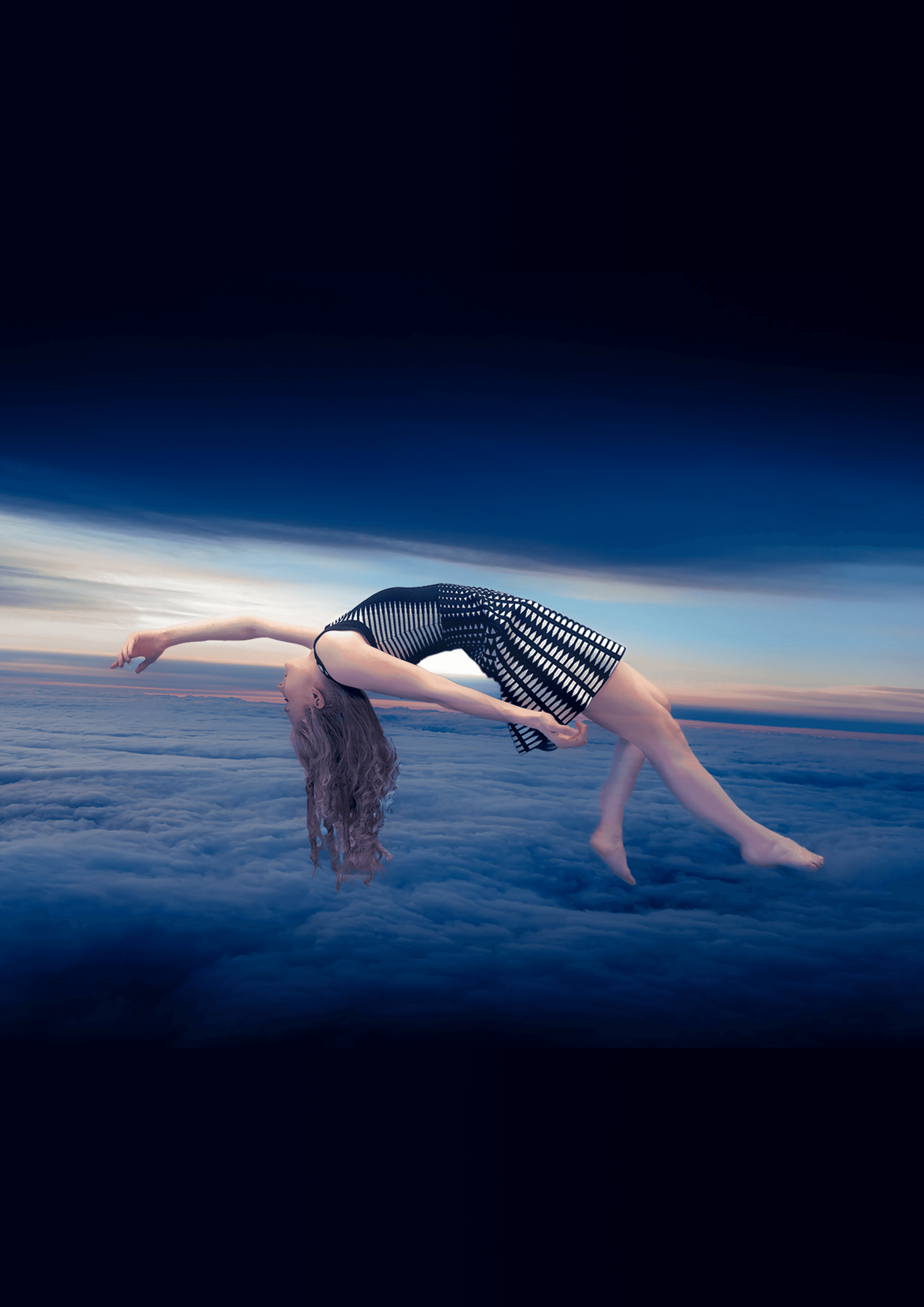 Background image: Ronja Lindbach floating in the sky